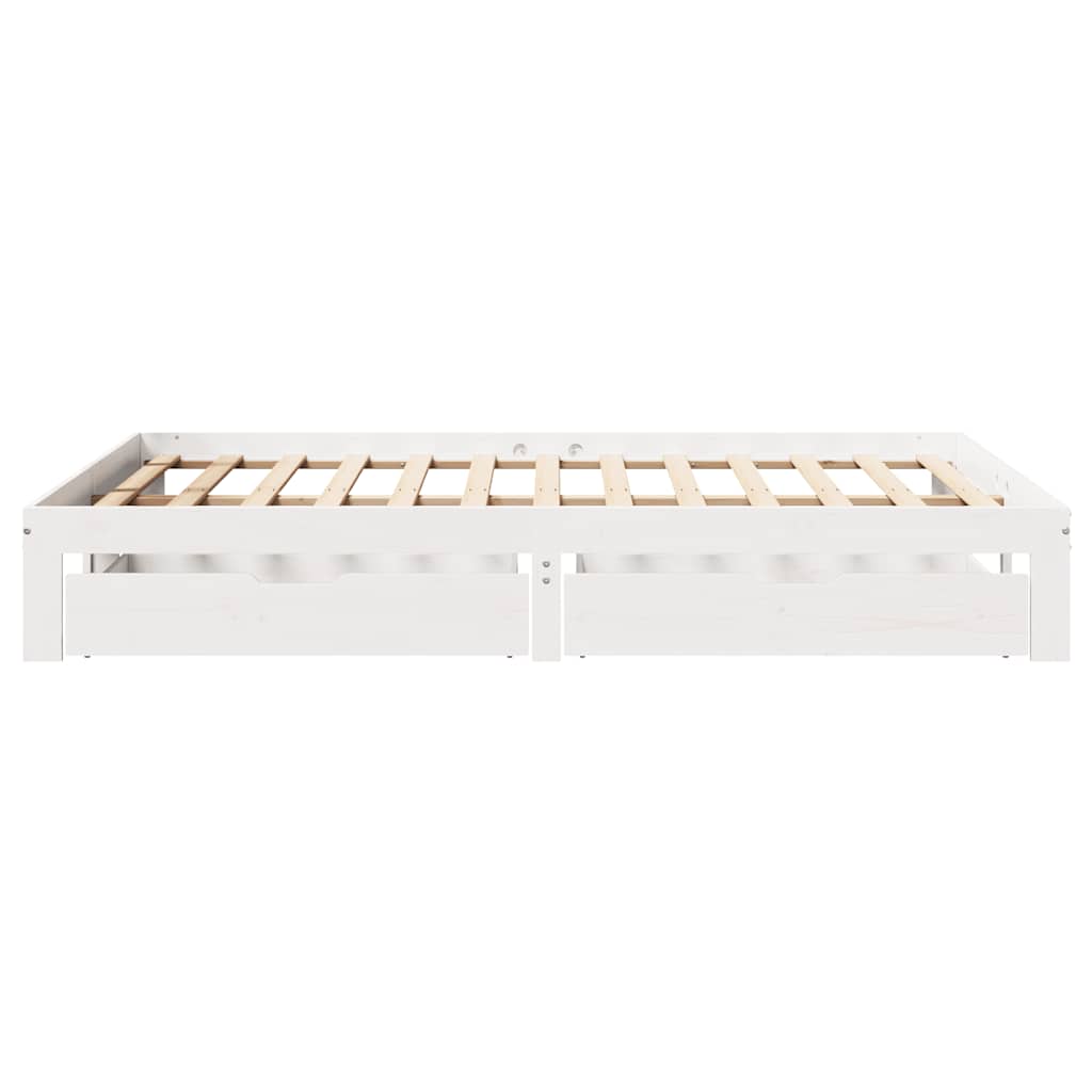 Cadre de lit avec tiroirs sans matelas blanc 140x190 cm - XIOS