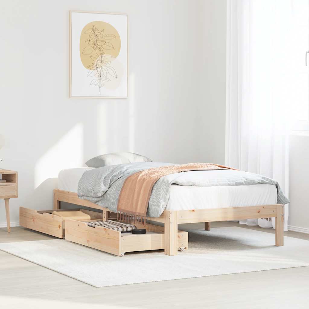 Cadre de lit avec tiroirs sans matelas 90x200 cm - XIOS