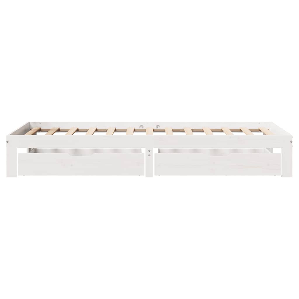 Cadre de lit avec tiroirs sans matelas blanc 90x200 cm - XIOS