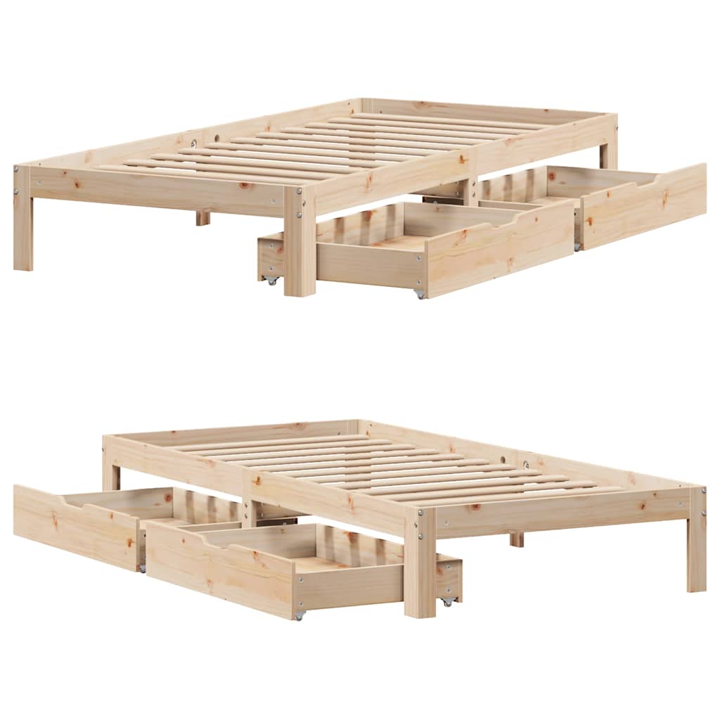Cadre de lit avec tiroirs sans matelas 100x200 cm