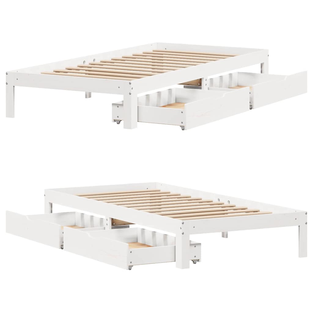 Cadre de lit avec tiroirs sans matelas blanc 100x200 cm - XIOS