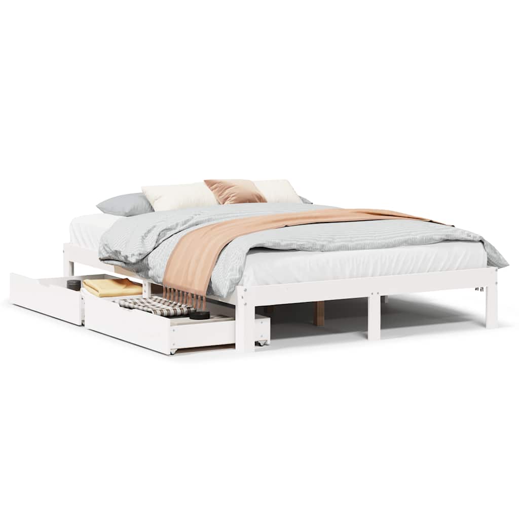 Cadre de lit avec tiroirs sans matelas blanc 140x200 cm - XIOS