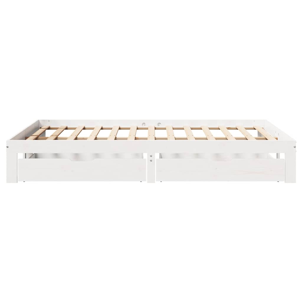 Cadre de lit avec tiroirs sans matelas blanc 140x200 cm - XIOS