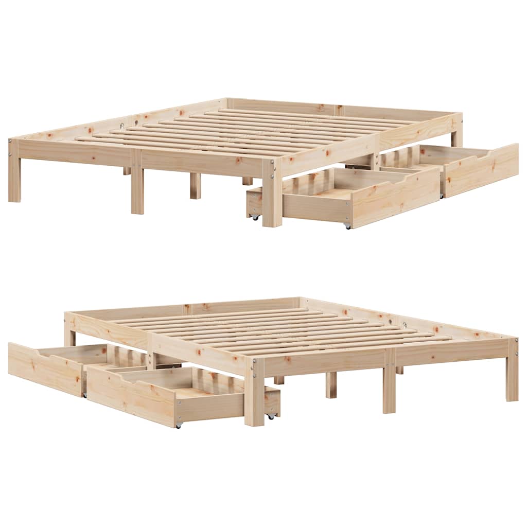 Cadre de lit avec tiroirs sans matelas 150x200 cm - XIOS
