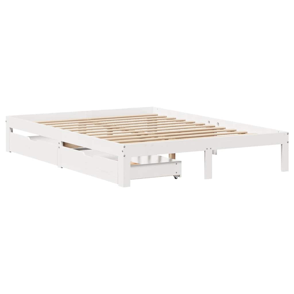 Cadre de lit avec tiroirs sans matelas blanc 150x200 cm - XIOS