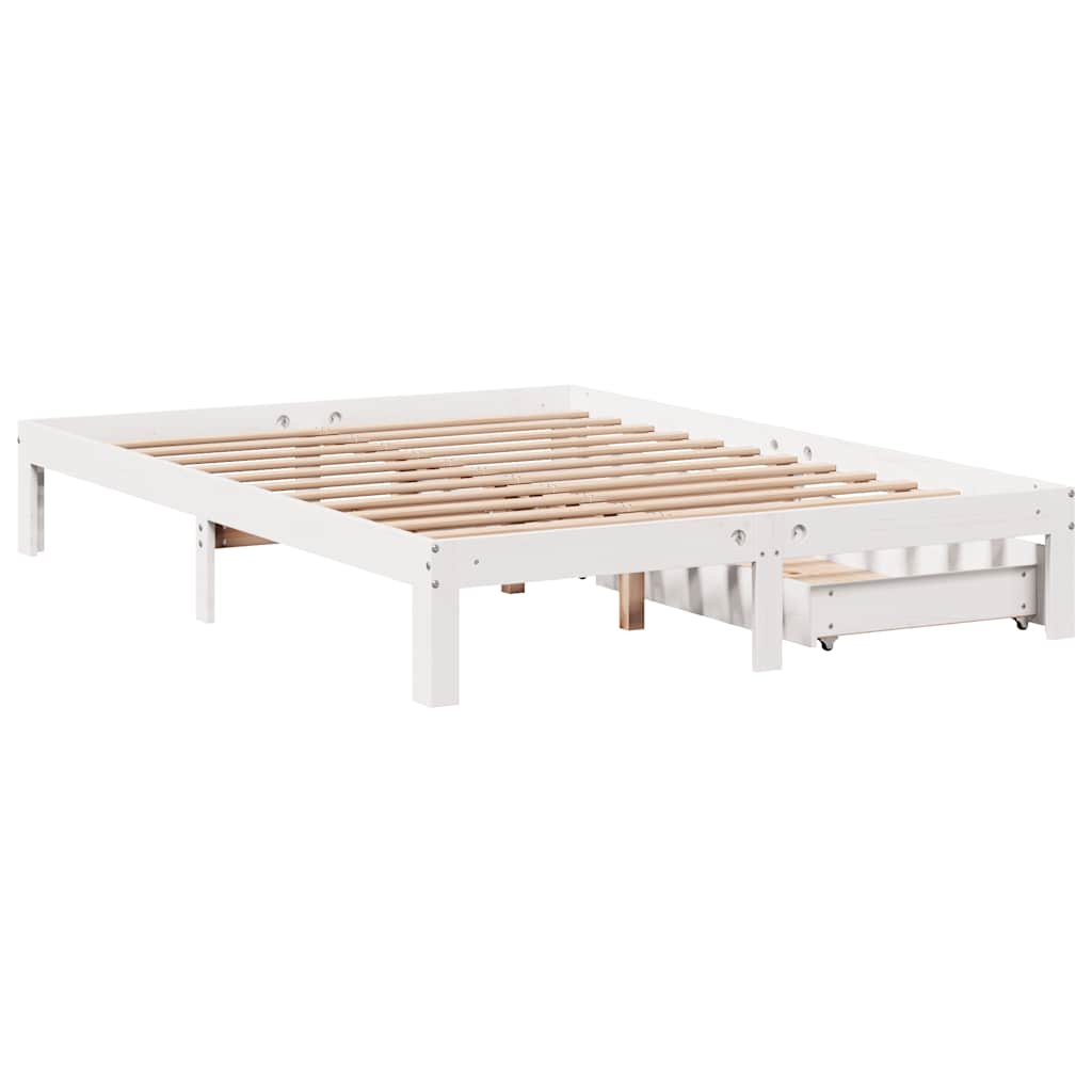 Cadre de lit avec tiroirs sans matelas blanc 150x200 cm - XIOS