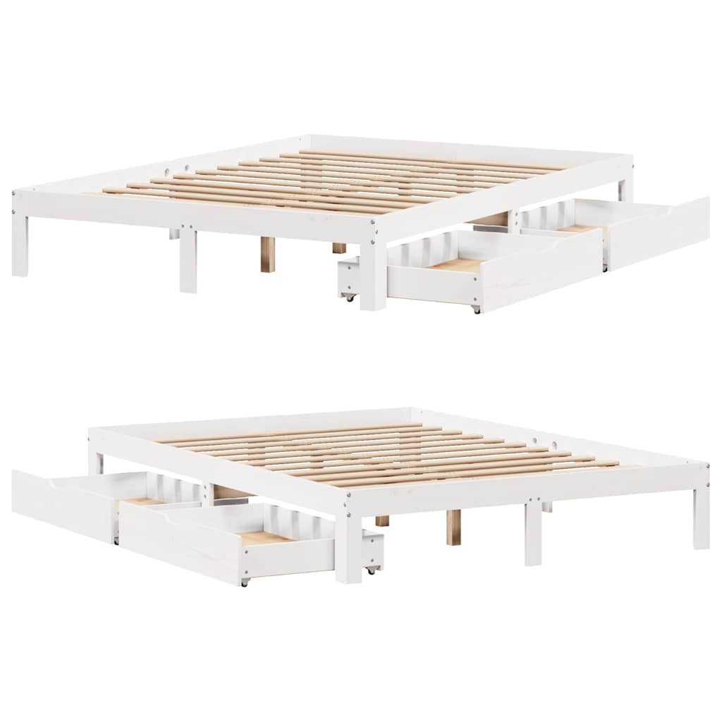 Cadre de lit avec tiroirs sans matelas blanc 150x200 cm - XIOS