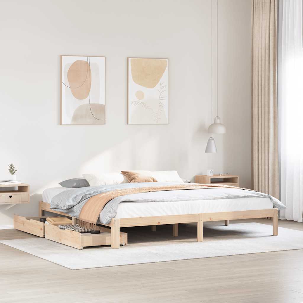 Cadre de lit avec tiroirs sans matelas 180x200 cm - XIOS