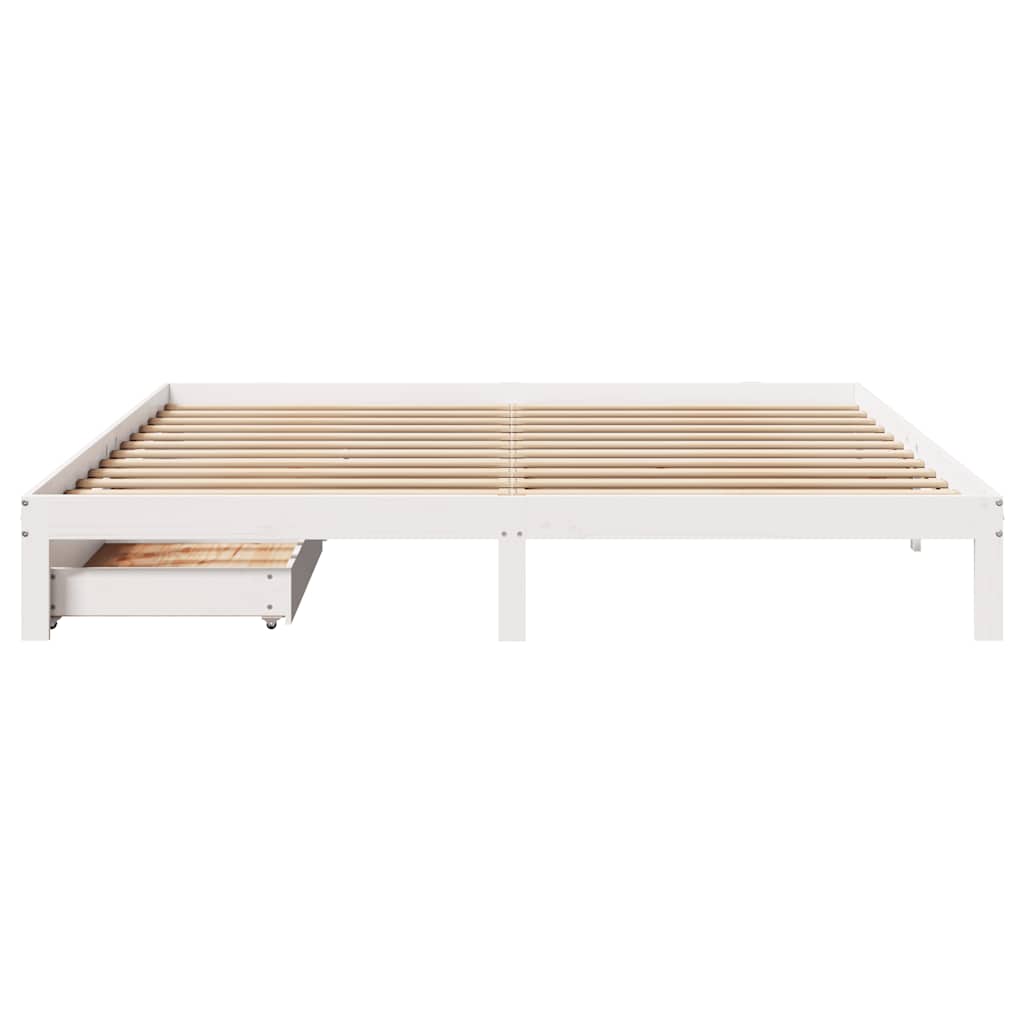 Cadre de lit avec tiroirs sans matelas blanc 180x200 cm - XIOS
