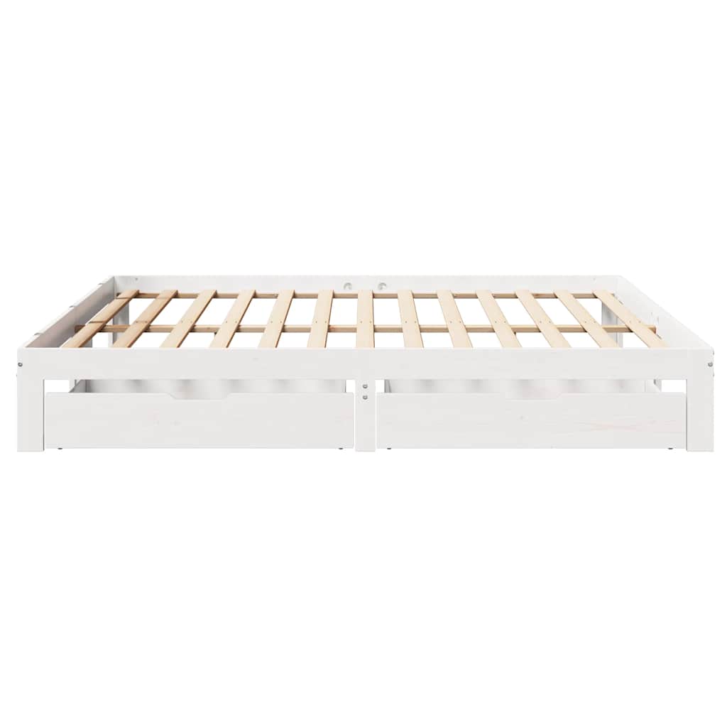 Cadre de lit avec tiroirs sans matelas blanc 180x200 cm - XIOS