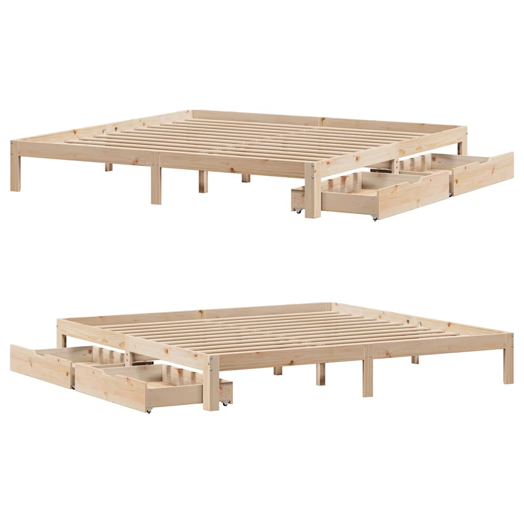 Cadre de lit avec tiroirs sans matelas 200x200 cm - XIOS