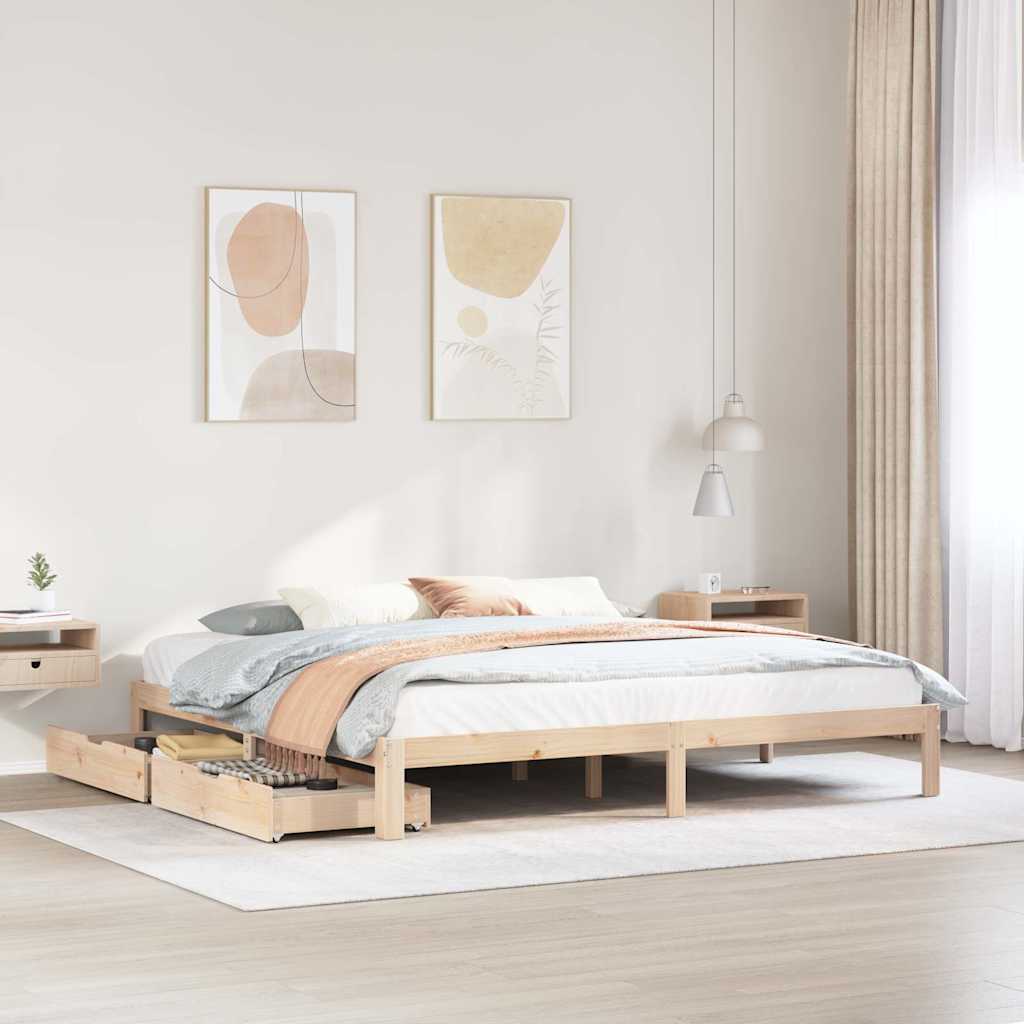 Cadre de lit avec tiroirs sans matelas 200x200 cm - XIOS