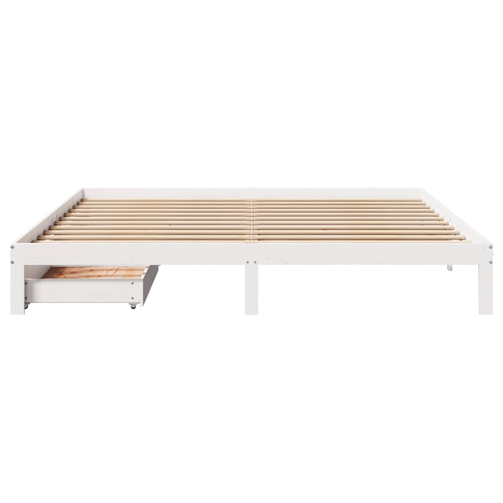 Cadre de lit avec tiroirs sans matelas blanc 200x200 cm - XIOS