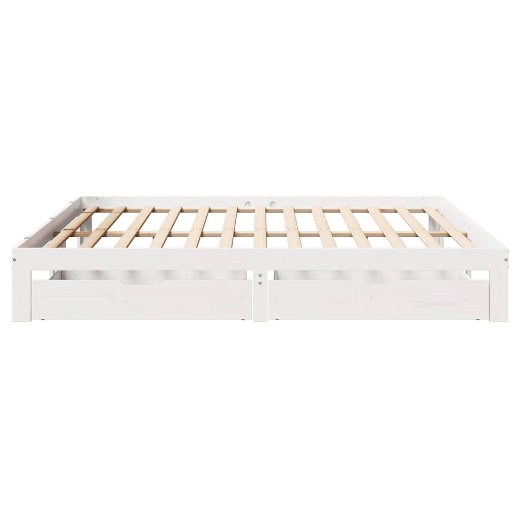 Cadre de lit avec tiroirs sans matelas blanc 200x200 cm - XIOS