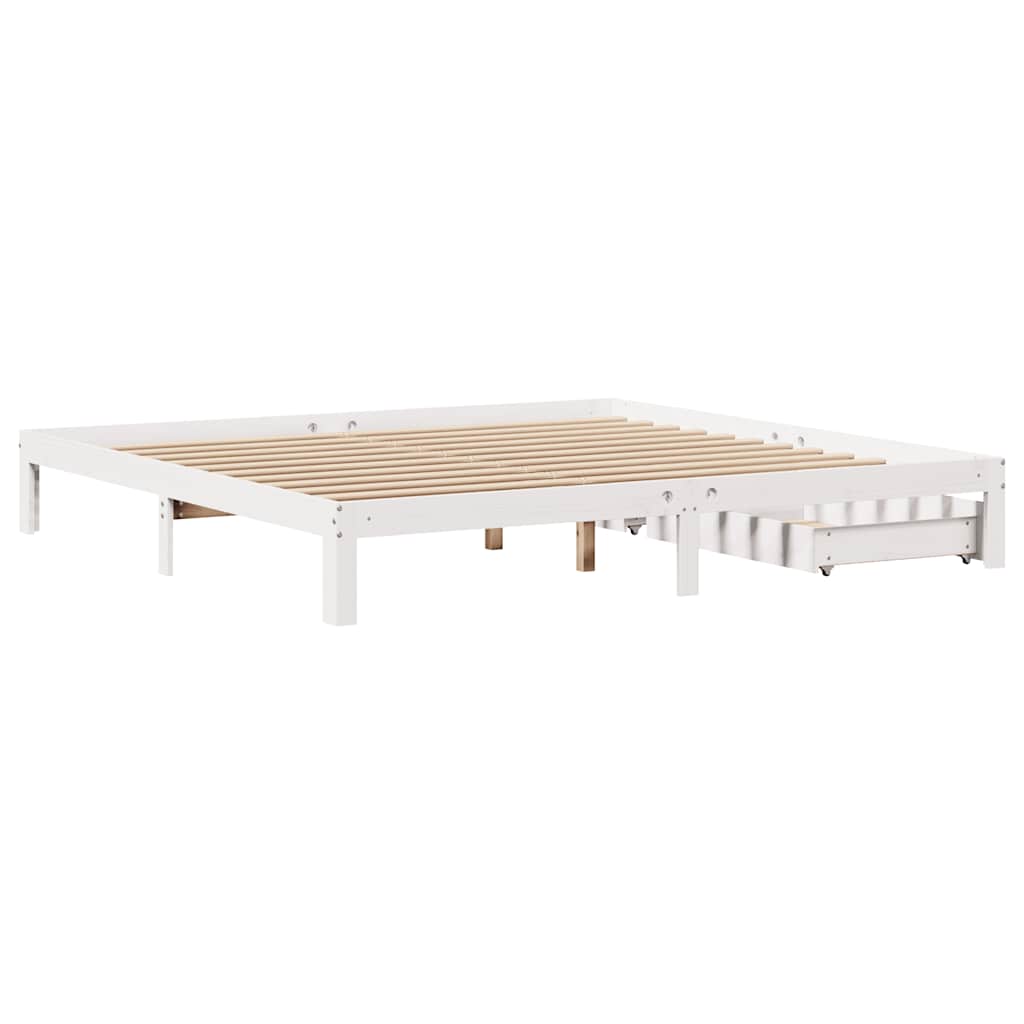 Cadre de lit avec tiroirs sans matelas blanc 200x200 cm - XIOS