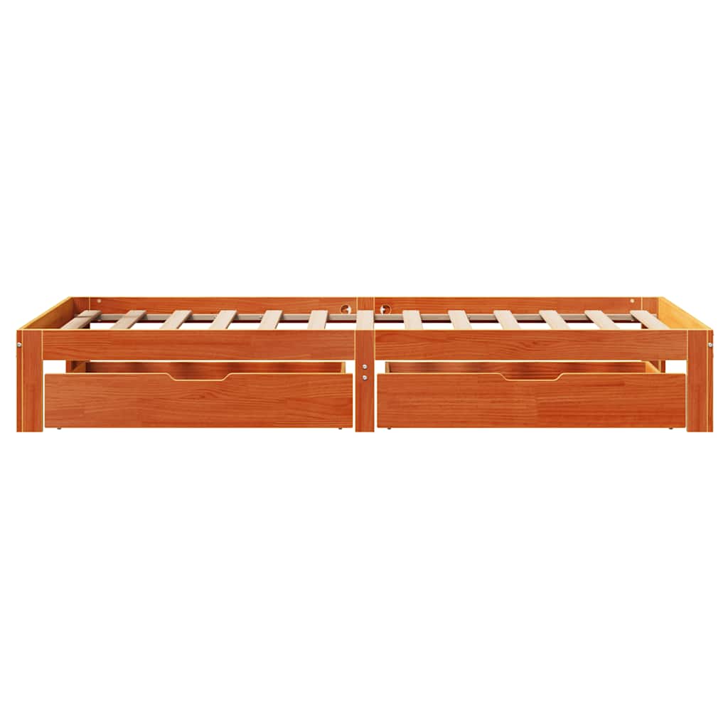 Cadre de lit avec tiroirs sans matelas cire marron 75x190 cm - XIOS