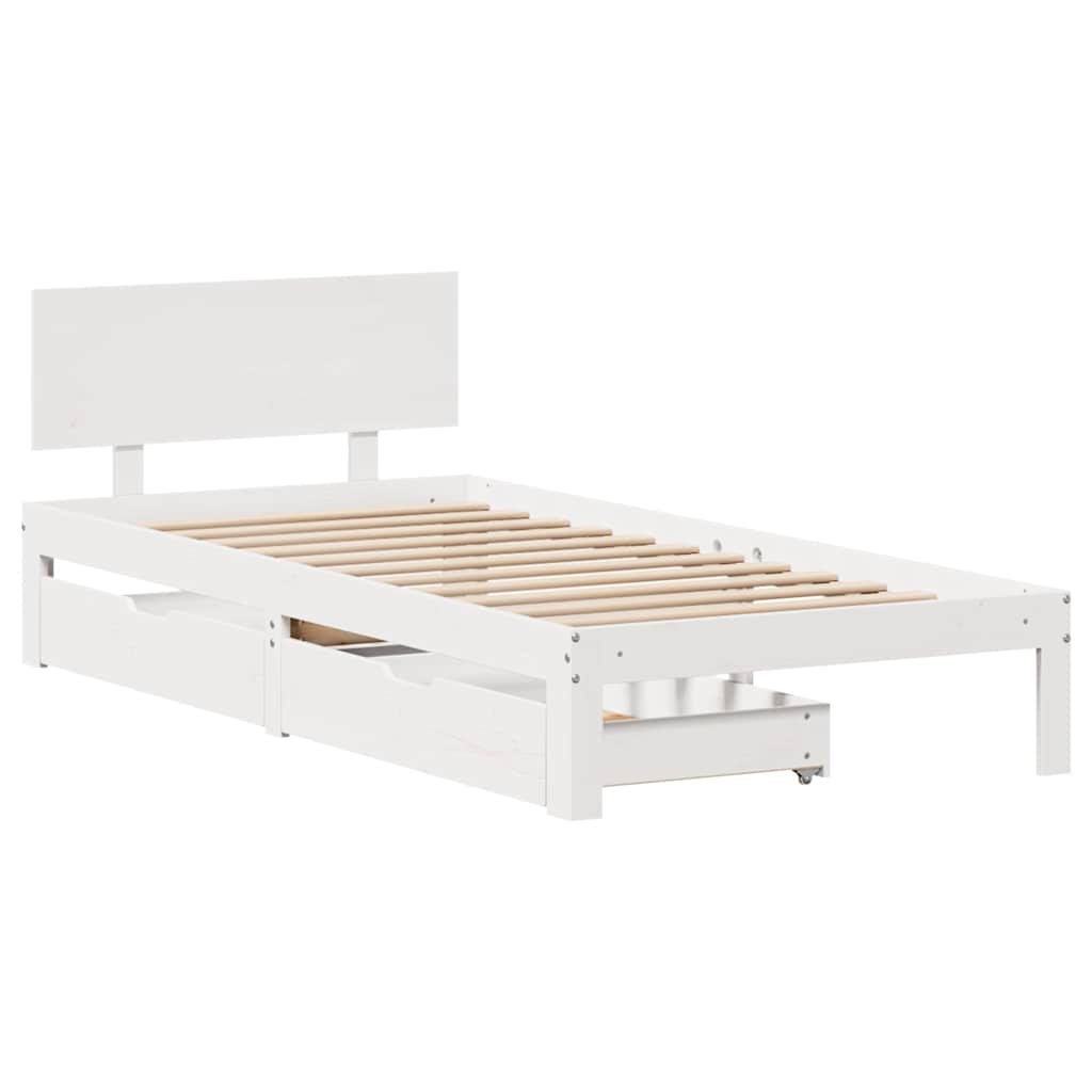 Cadre de lit avec tiroirs sans matelas blanc 75x190 cm - XIOS