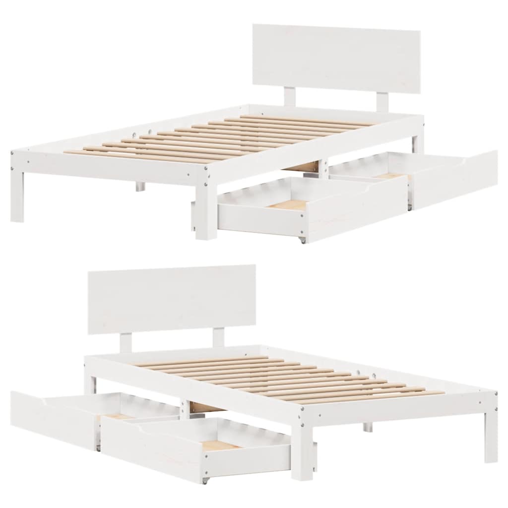 Cadre de lit avec tiroirs sans matelas blanc 75x190 cm - XIOS