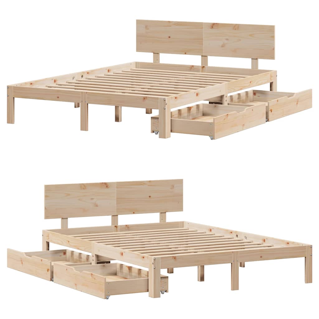 Cadre de lit avec tiroirs sans matelas 120x190 cm - XIOS
