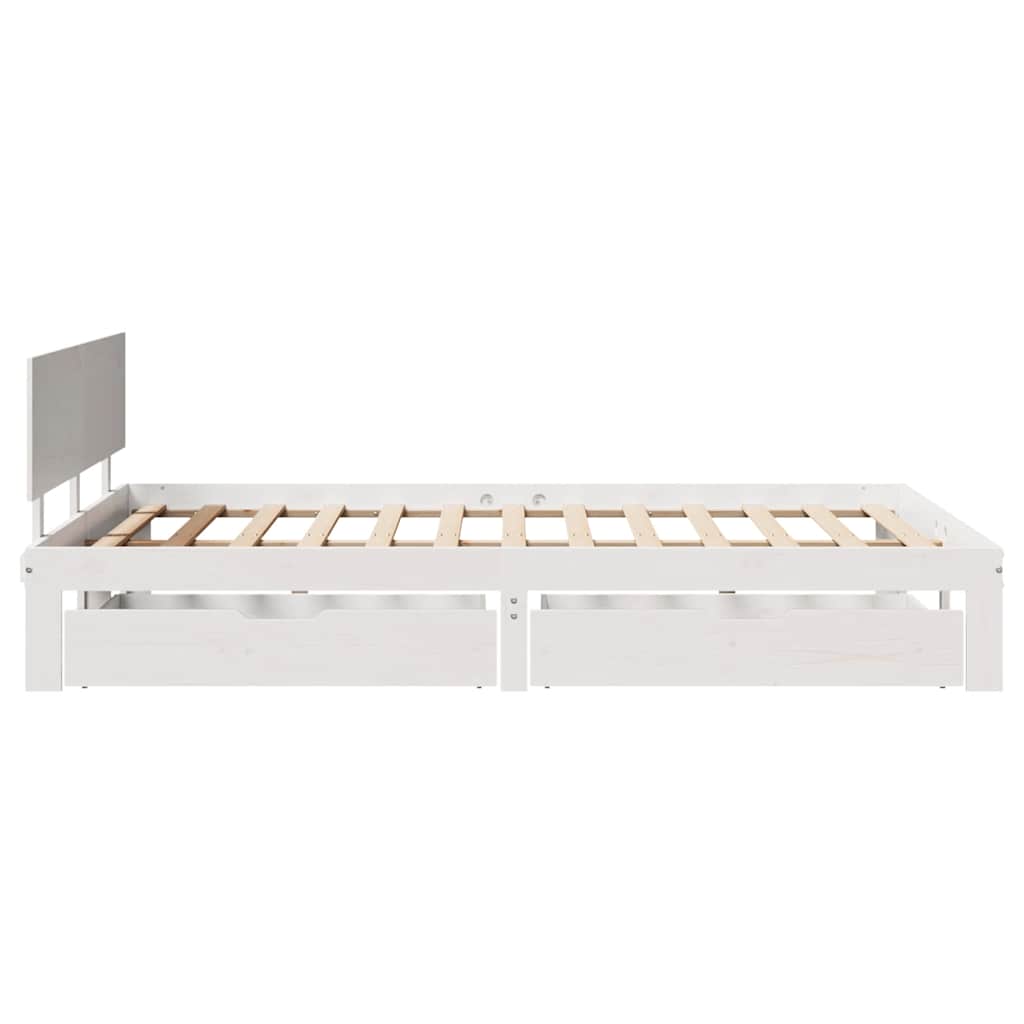 Cadre de lit avec tiroirs sans matelas blanc 140x190 cm - XIOS