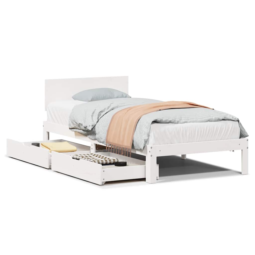 Cadre de lit avec tiroirs sans matelas blanc 100x200 cm - XIOS