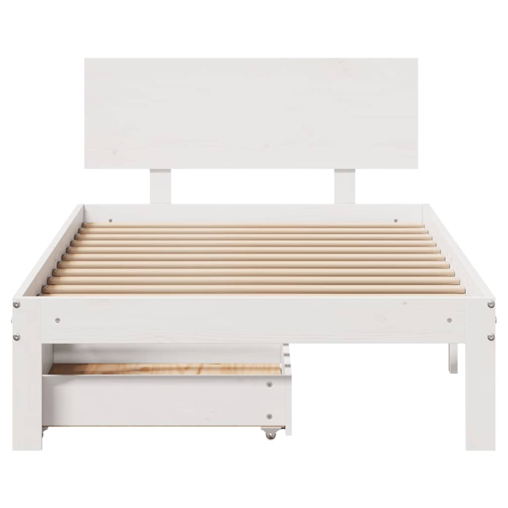 Cadre de lit avec tiroirs sans matelas blanc 100x200 cm - XIOS