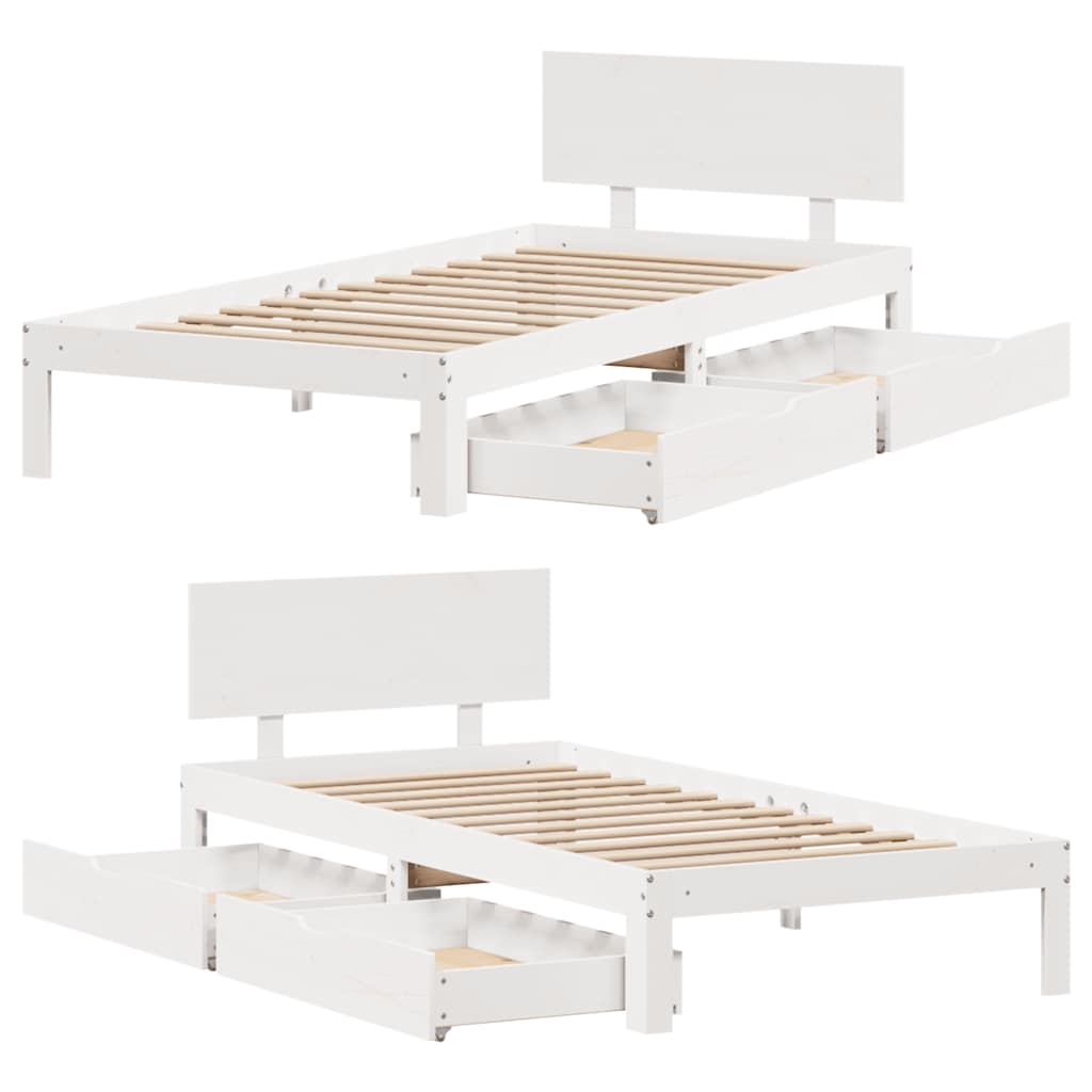 Cadre de lit avec tiroirs sans matelas blanc 100x200 cm - XIOS