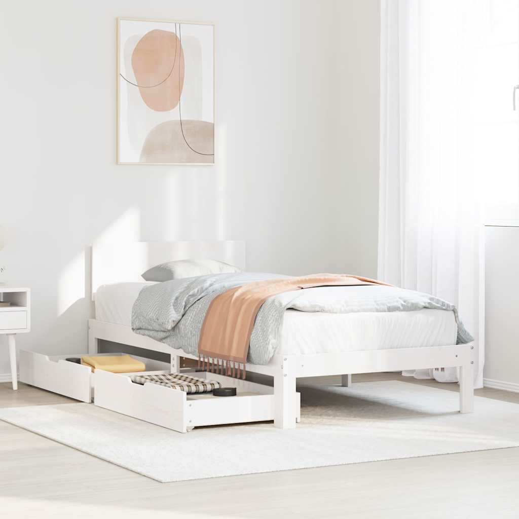 Cadre de lit avec tiroirs sans matelas blanc 100x200 cm - XIOS