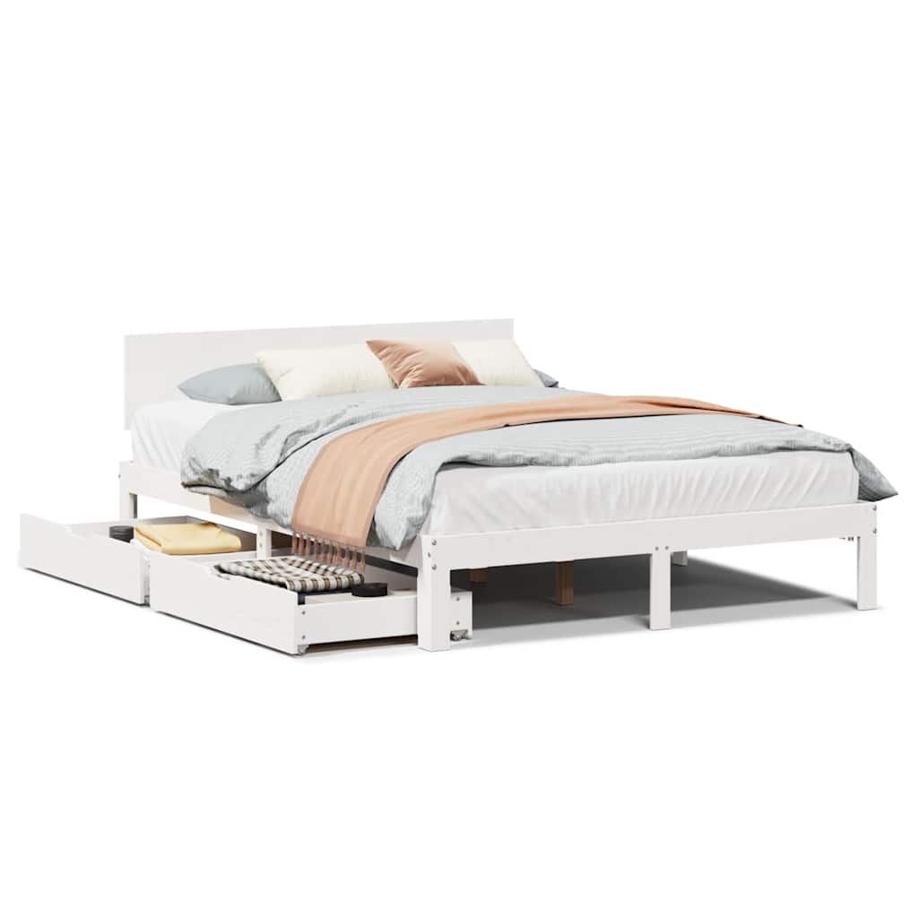 Cadre de lit avec tiroirs sans matelas blanc 120x200 cm - XIOS