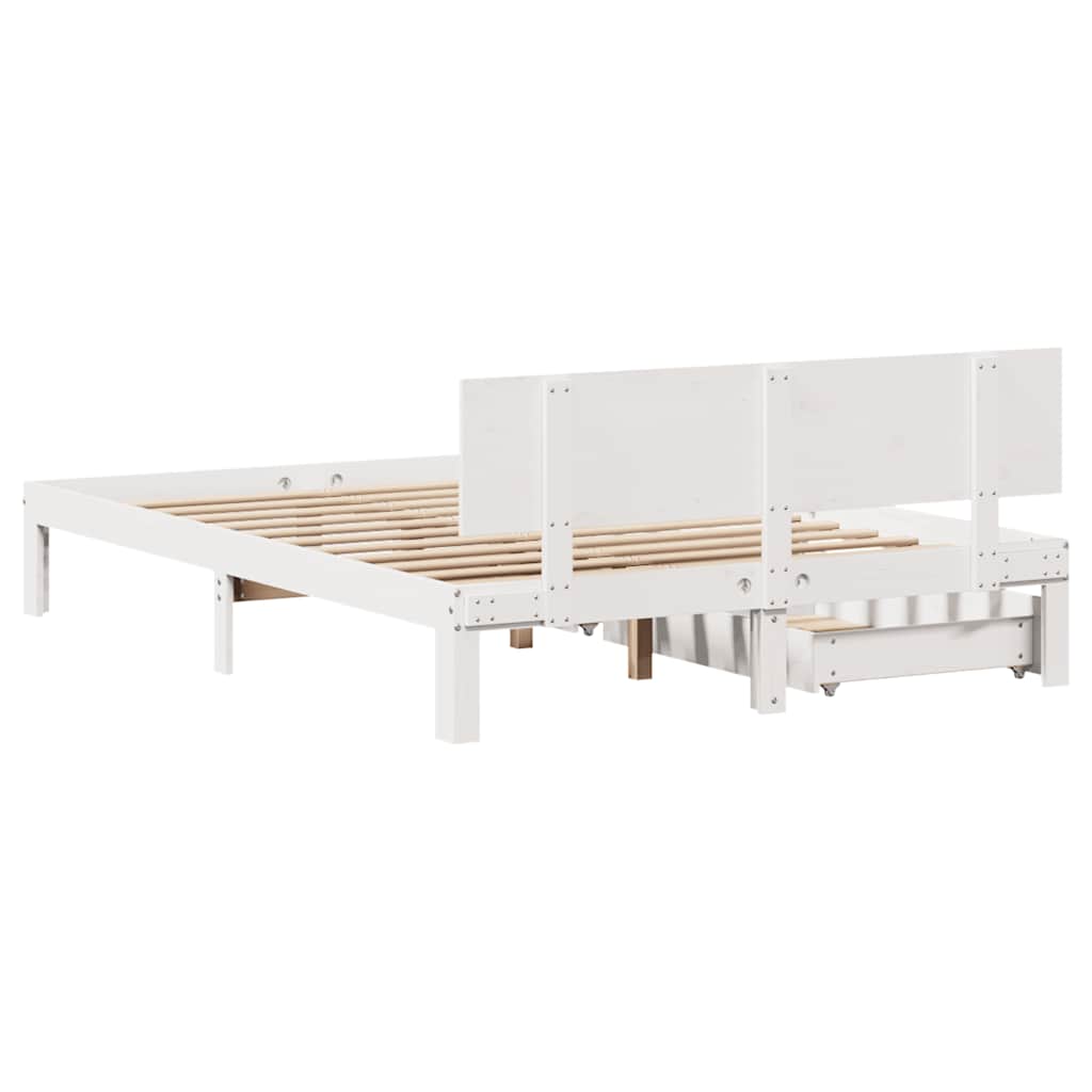 Cadre de lit avec tiroirs sans matelas blanc 120x200 cm - XIOS