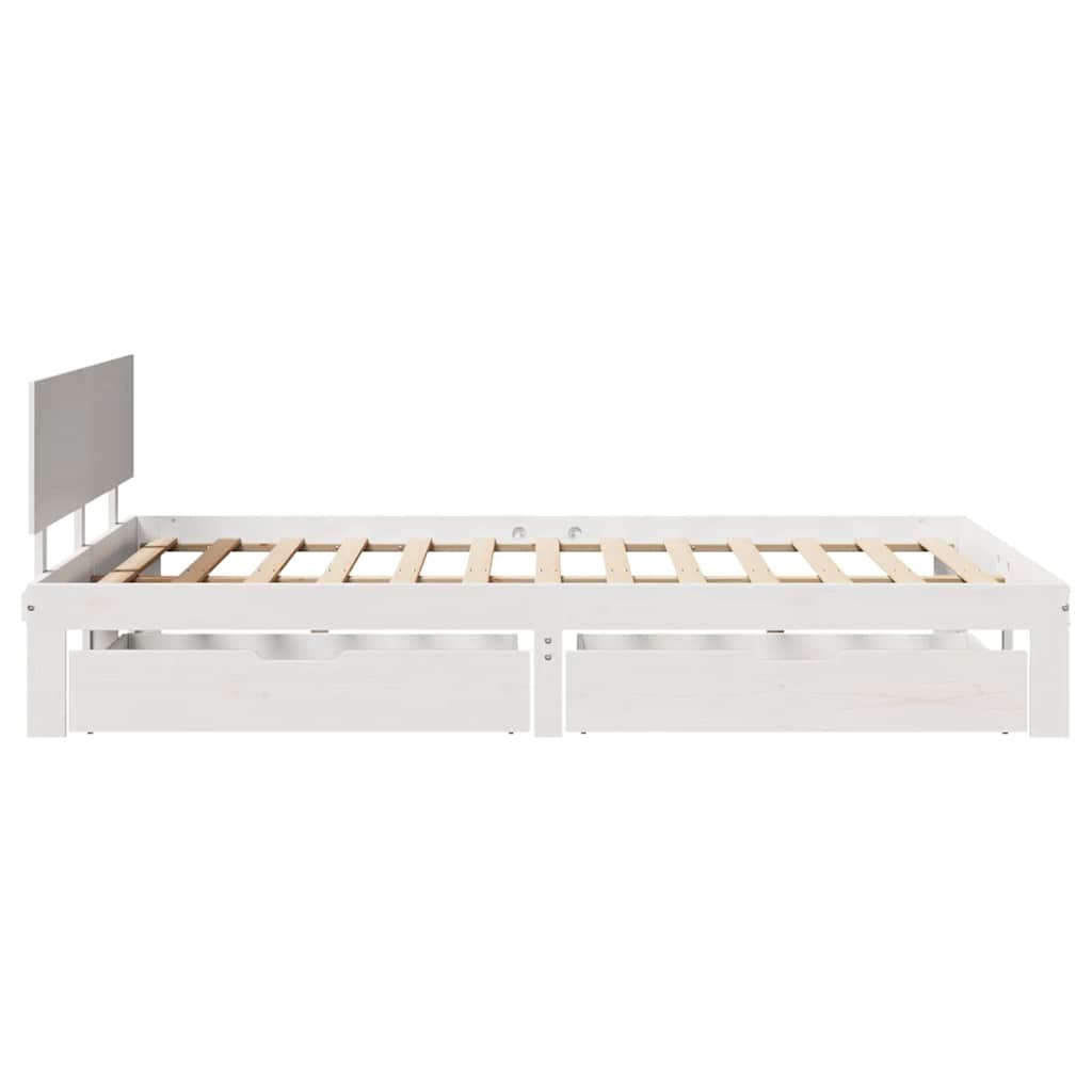 Cadre de lit avec tiroirs sans matelas blanc 150x200 cm - XIOS