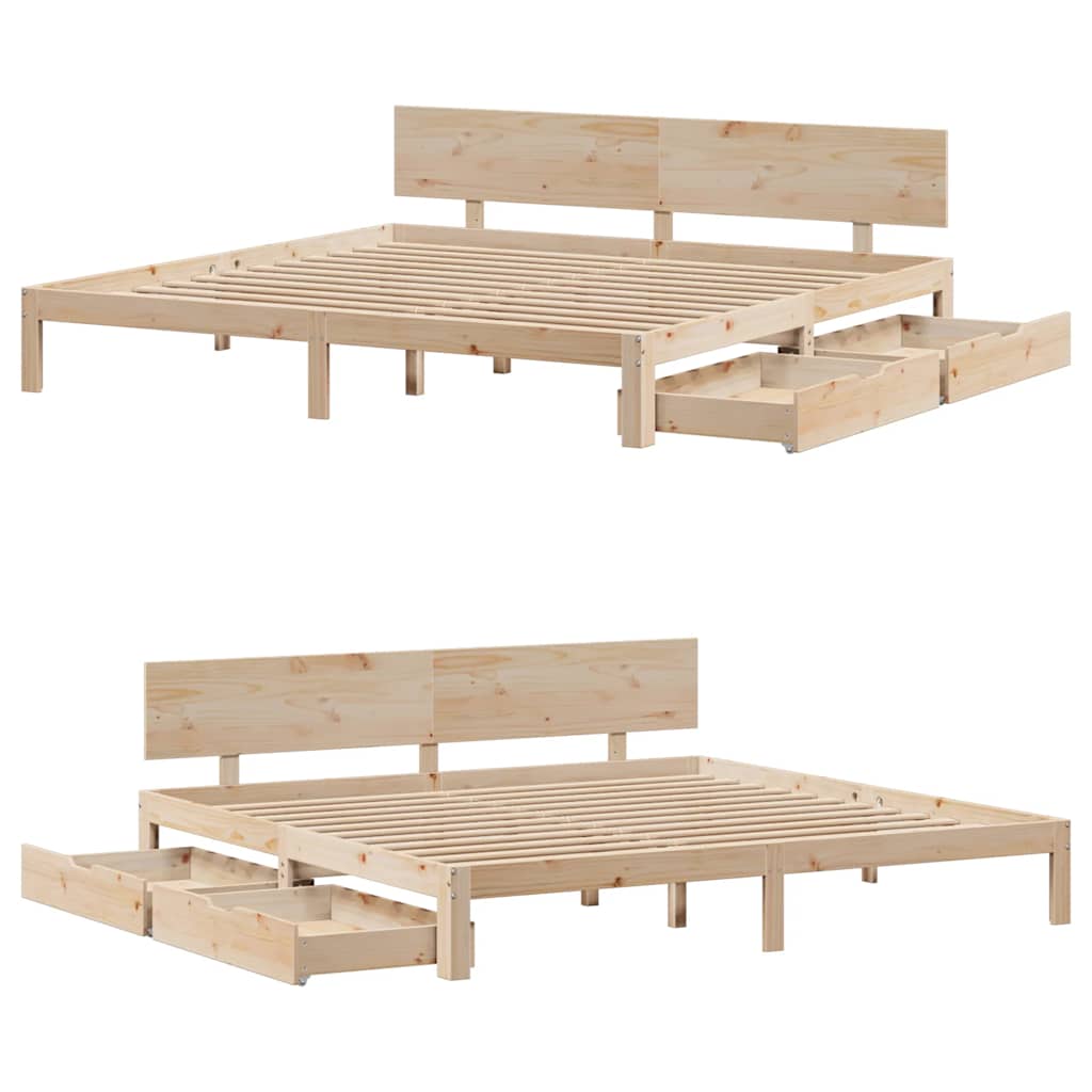 Cadre de lit avec tiroirs sans matelas 200x200 cm - XIOS