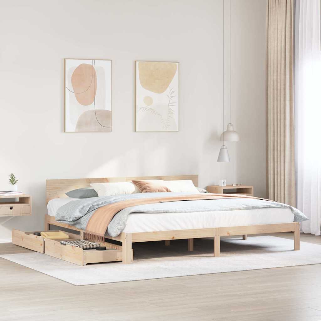 Cadre de lit avec tiroirs sans matelas 200x200 cm - XIOS