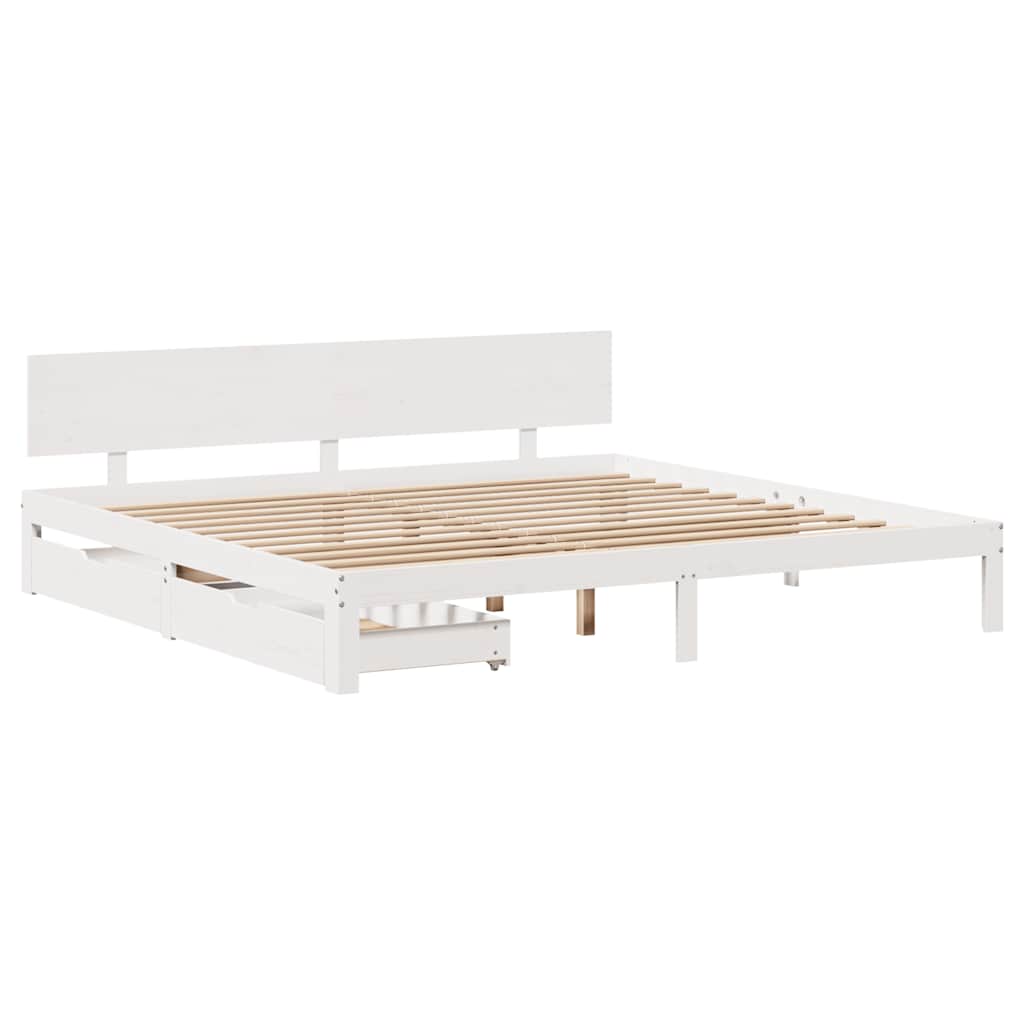 Cadre de lit avec tiroirs sans matelas blanc 200x200 cm - XIOS