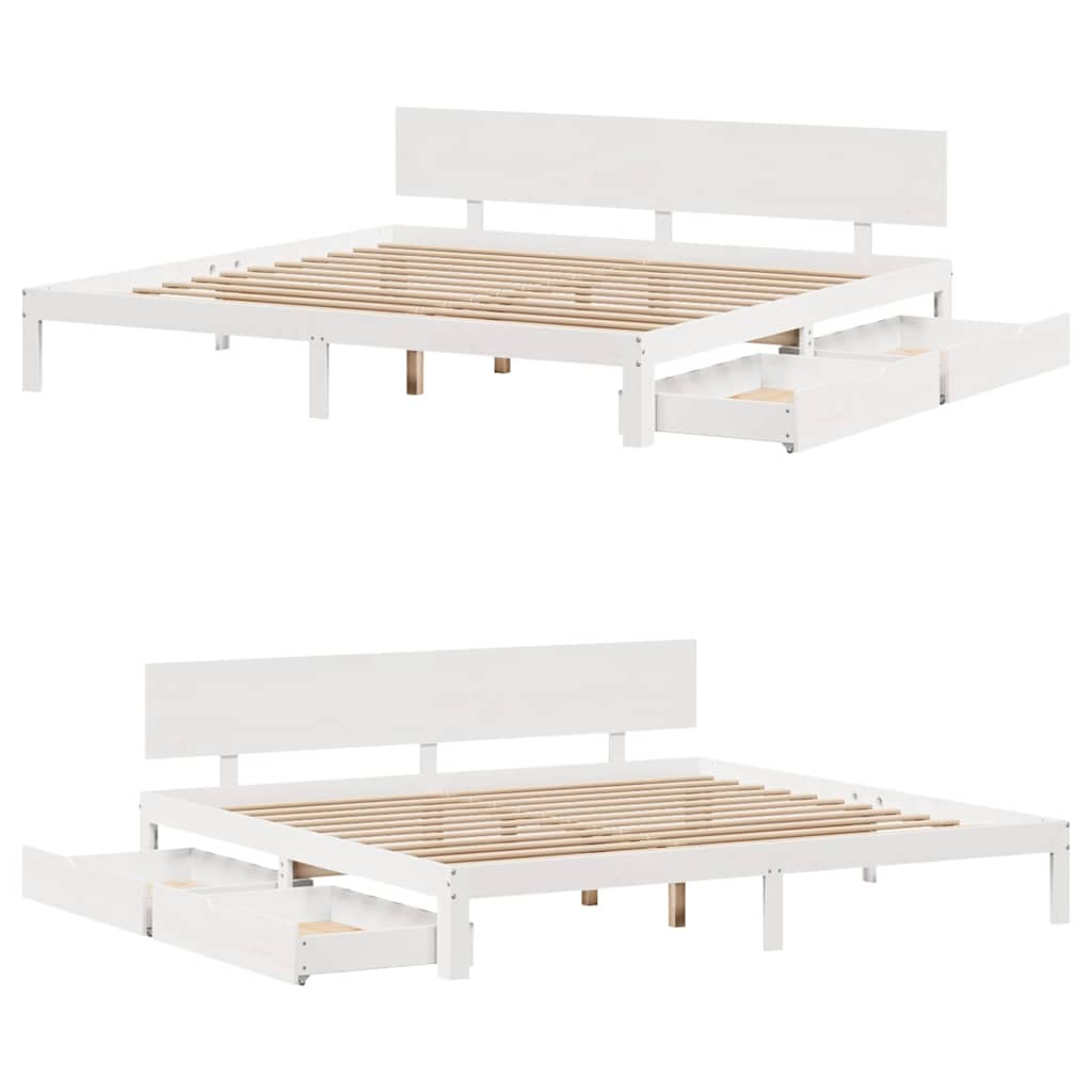 Cadre de lit avec tiroirs sans matelas blanc 200x200 cm - XIOS