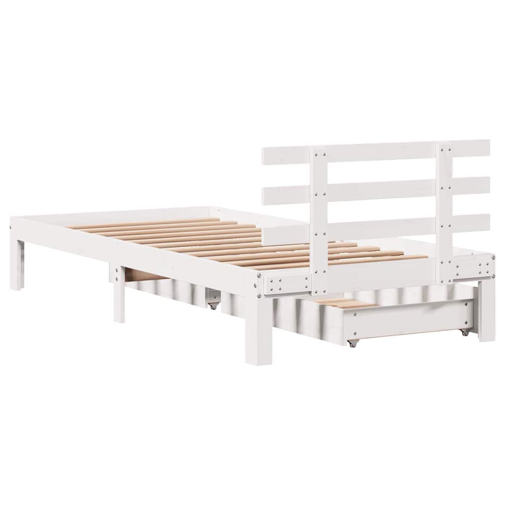 Cadre de lit avec tiroirs sans matelas blanc 75x190 cm - XIOS