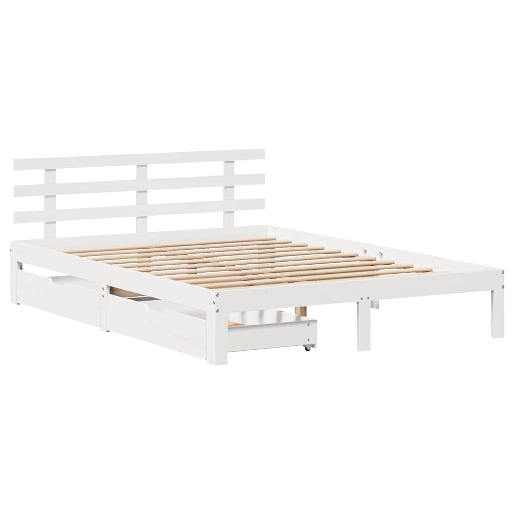 Cadre de lit avec tiroirs sans matelas blanc 135x190 cm - XIOS