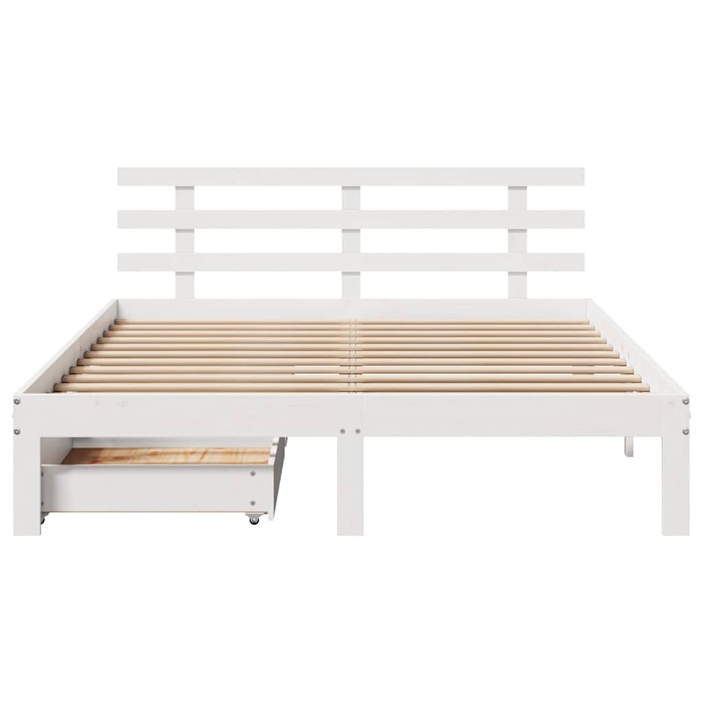 Cadre de lit avec tiroirs sans matelas blanc 135x190 cm - XIOS
