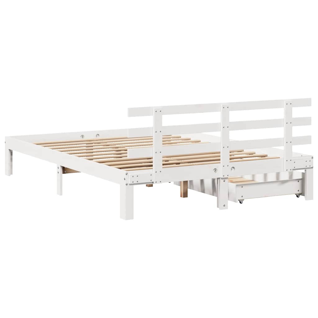 Cadre de lit avec tiroirs sans matelas blanc 135x190 cm - XIOS