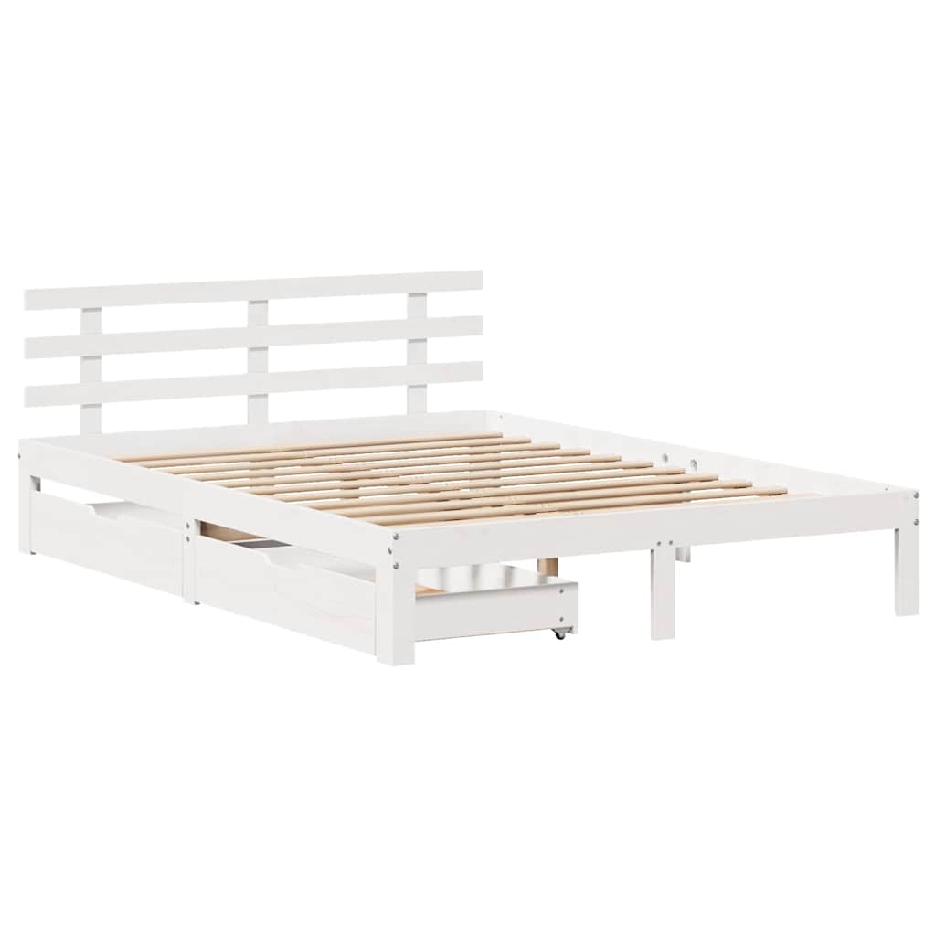 Cadre de lit avec tiroirs sans matelas blanc 140x190 cm - XIOS