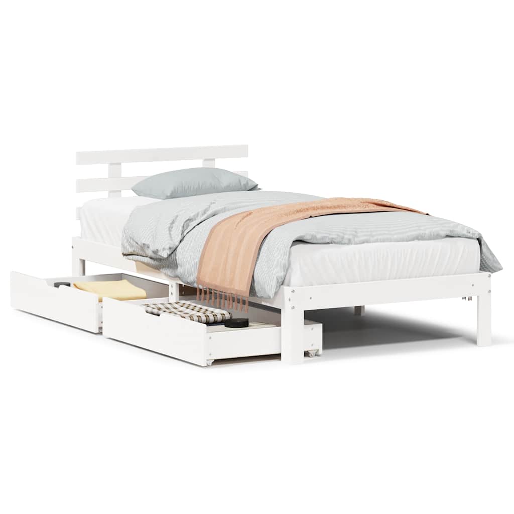 Cadre de lit avec tiroirs sans matelas blanc 90x200 cm - XIOS
