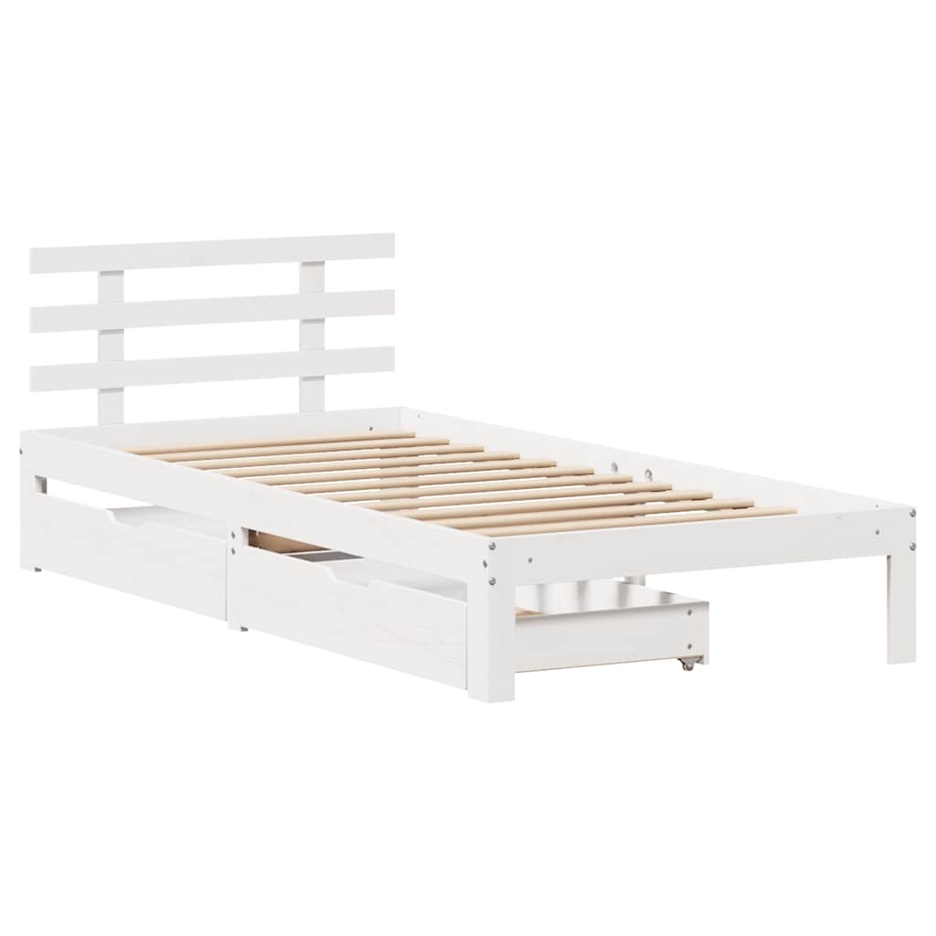 Cadre de lit avec tiroirs sans matelas blanc 90x200 cm - XIOS