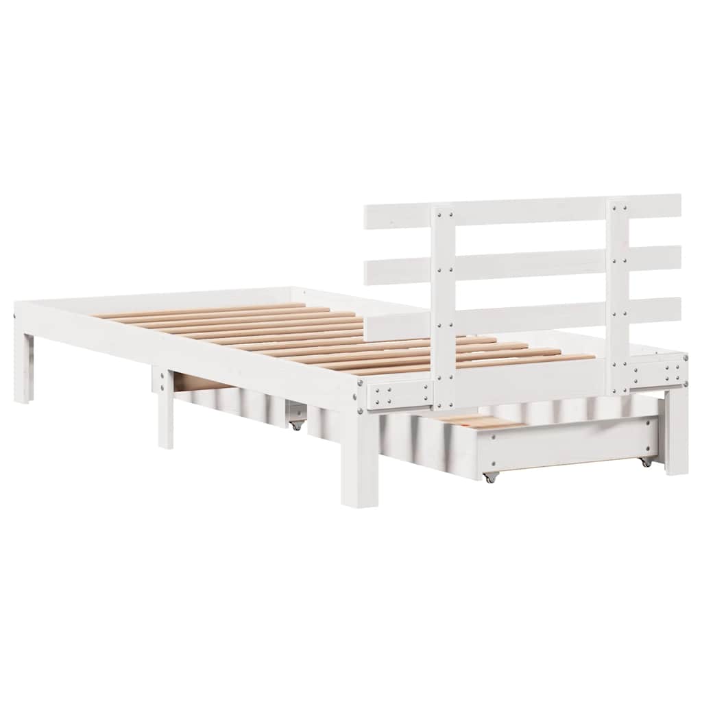 Cadre de lit avec tiroirs sans matelas blanc 90x200 cm - XIOS