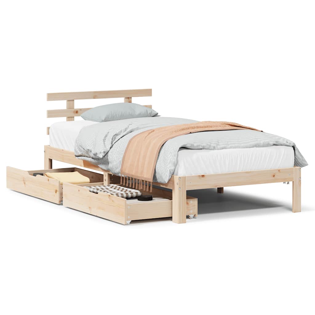 Cadre de lit avec tiroirs sans matelas 100x200 cm - XIOS