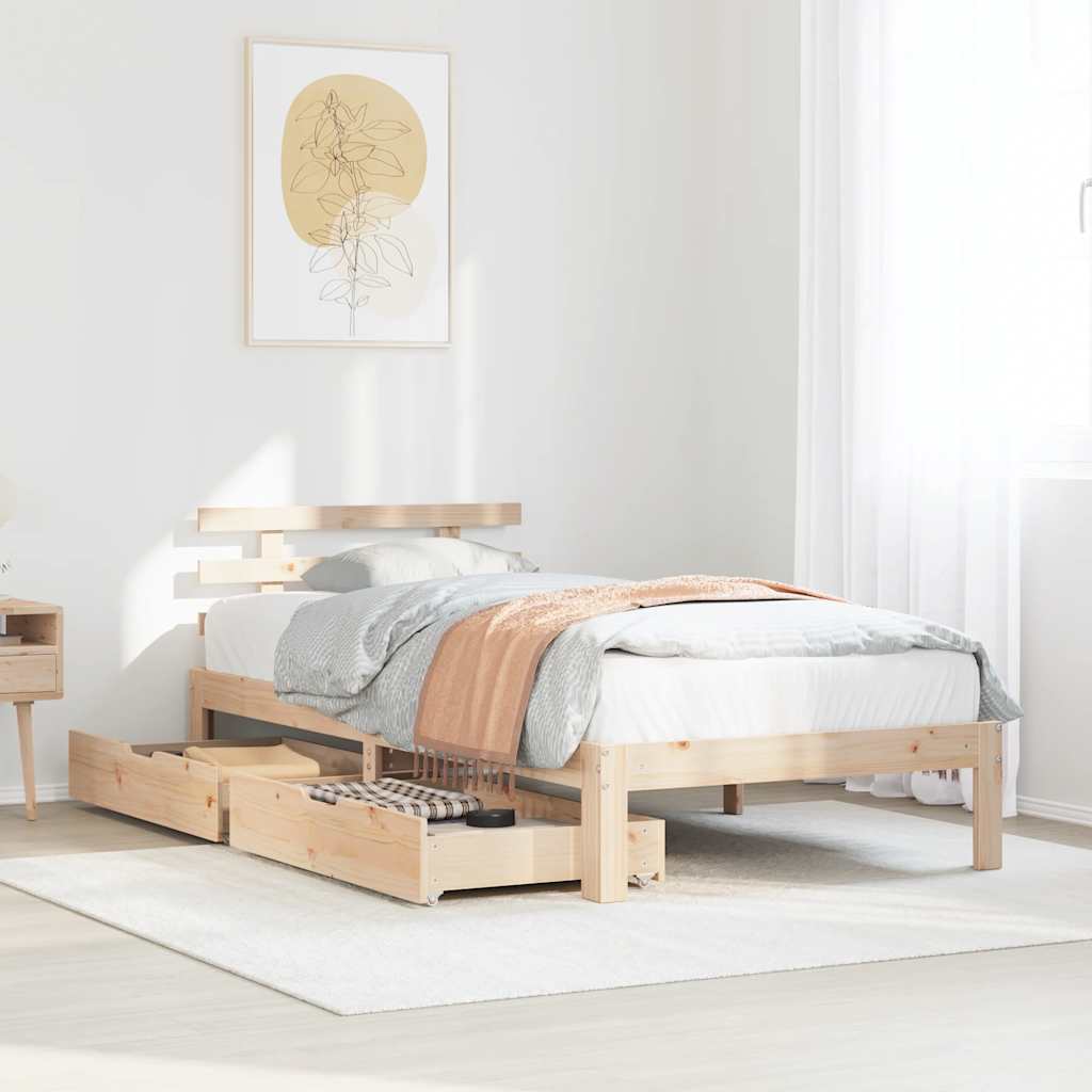 Cadre de lit avec tiroirs sans matelas 100x200 cm - XIOS