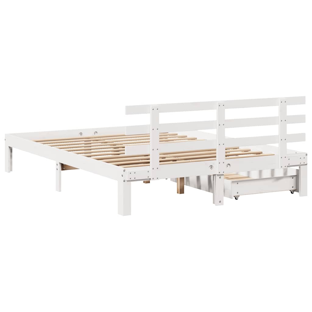 Cadre de lit avec tiroirs sans matelas blanc 120x200 cm - XIOS