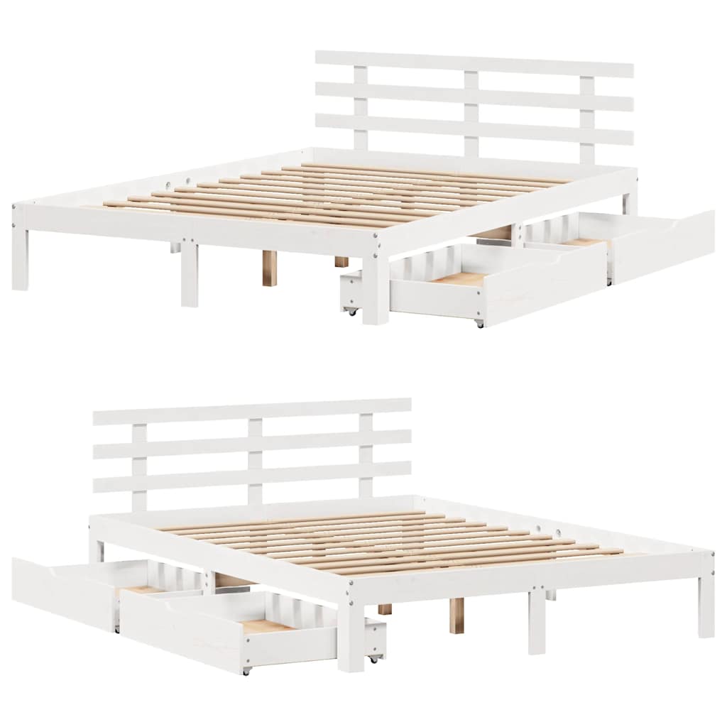 Cadre de lit avec tiroirs sans matelas blanc 120x200 cm - XIOS