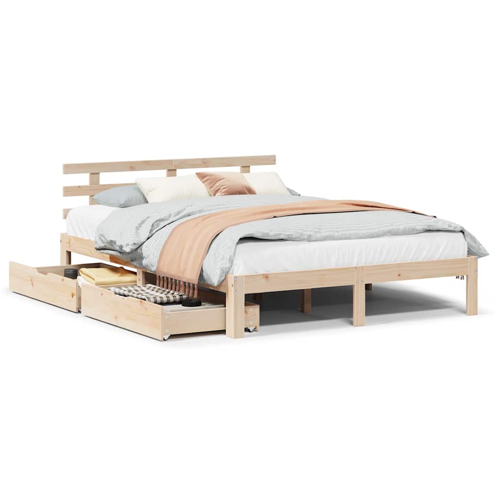 Cadre de lit avec tiroirs sans matelas 140x200 cm - XIOS