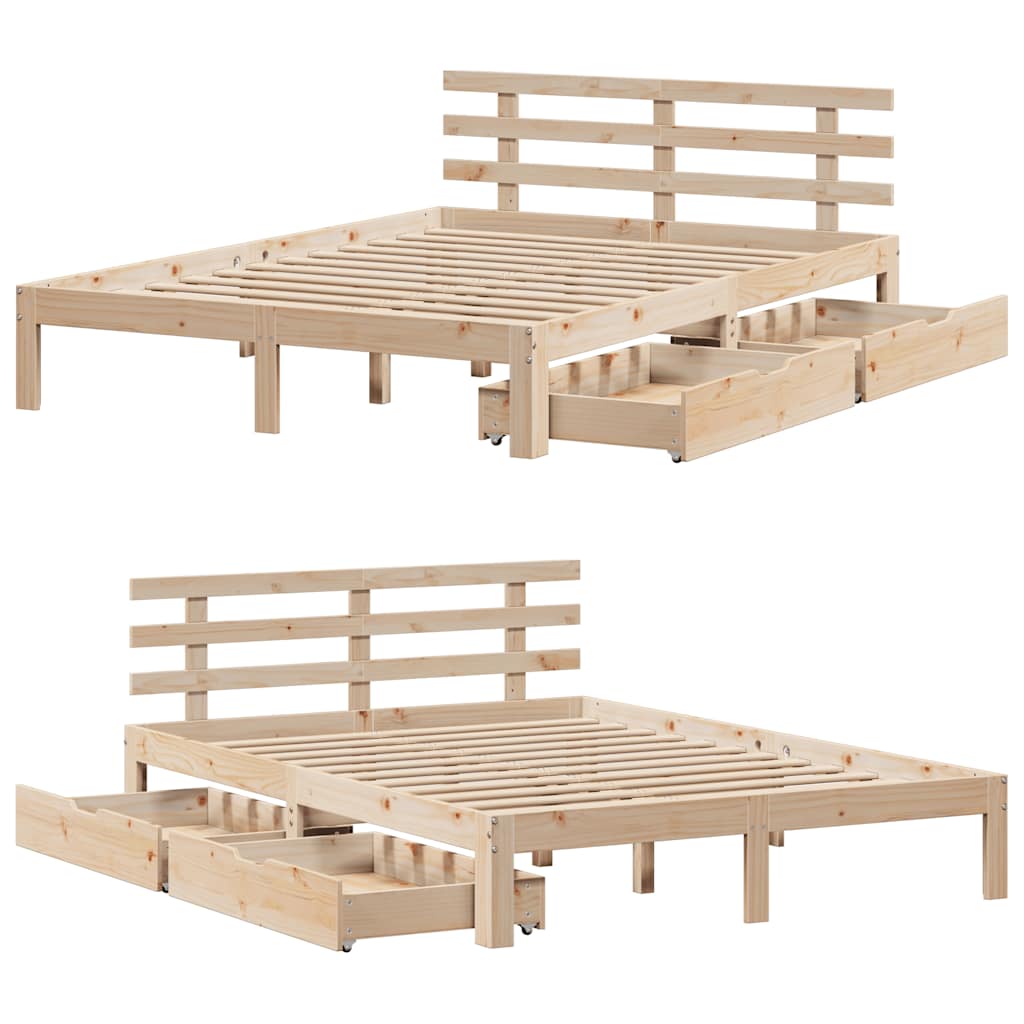 Cadre de lit avec tiroirs sans matelas 140x200 cm - XIOS