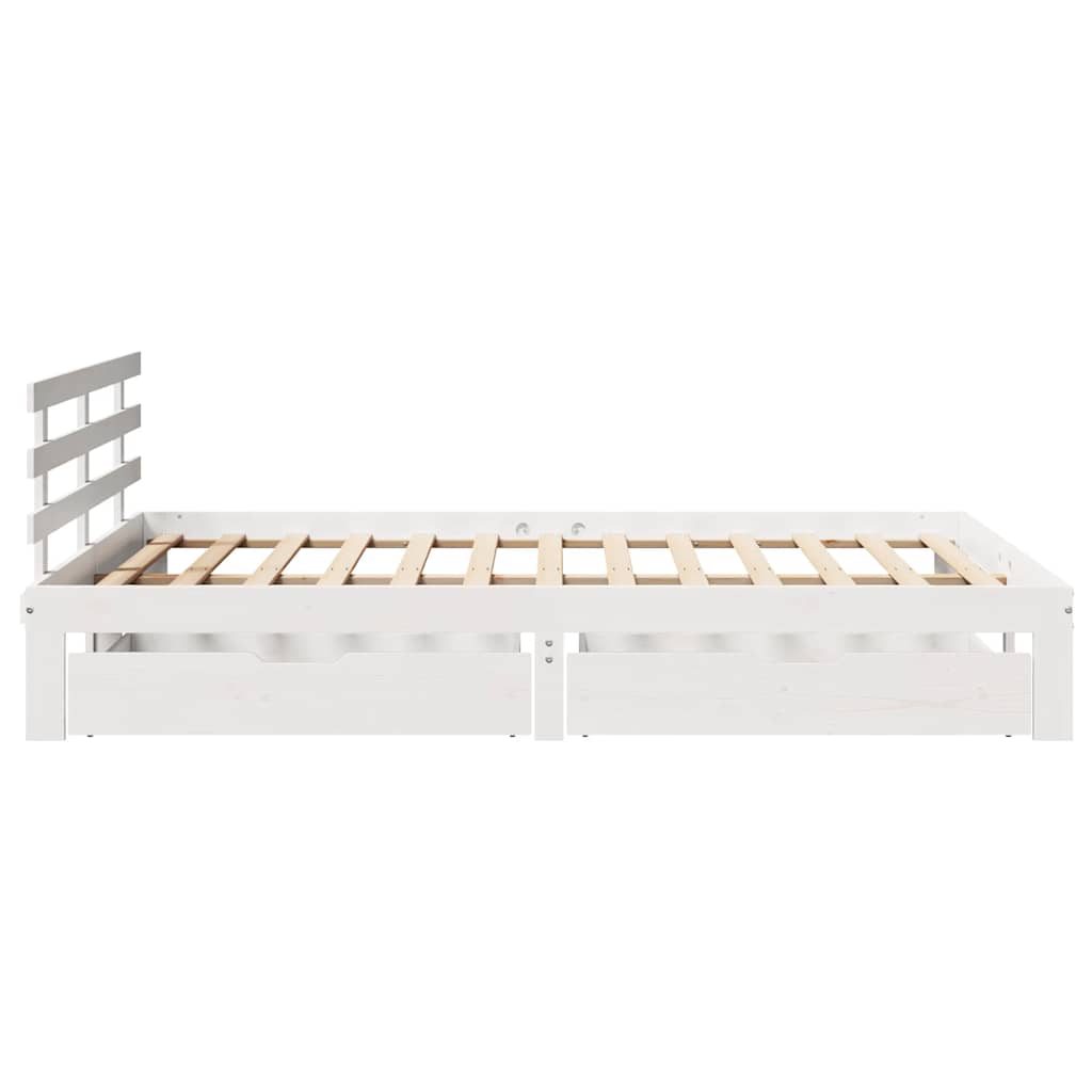Cadre de lit avec tiroirs sans matelas blanc 140x200 cm - XIOS